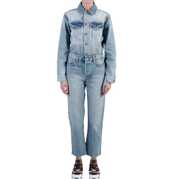 GRLFRND Denim - GRLFRND Sloane Utility Jumpsuit Long Sleeve Denim Jean Jumpsuit Size Small